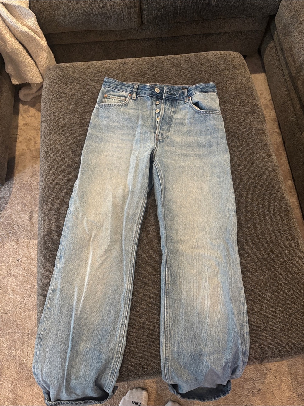 Zara Light Blue Denim Jeans with Contrast Stitching